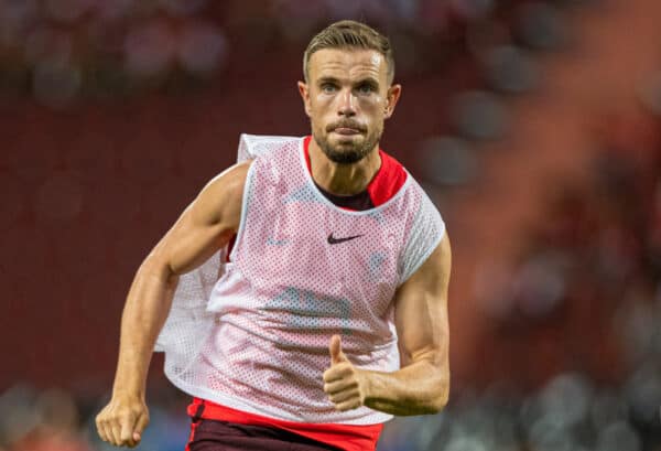 BANGKOK, THAILAND - Monday, July 11, 2022: Liverpool's captain Jordan Henderson during a training session at the Rajamangala National Stadium on day two of the club's Asia Tour ahead of a friendly match against Manchester United FC. (Pic by David Rawcliffe/Propaganda)