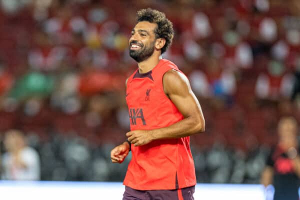 BANGKOK, THAILAND - Monday, July 11, 2022: Liverpool's Mohamed Salah during a training session at the Rajamangala National Stadium on day two of the club's Asia Tour ahead of a friendly match against Manchester United FC. (Pic by David Rawcliffe/Propaganda)