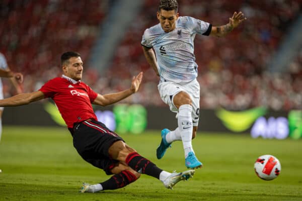 BANGKOK, THAILAND - Tuesday, July 12, 2022: Liverpool's Roberto Firmino during the Bangkok Century Cup pre-season friendly match between Liverpool FC and Manchester United FC at the Rajamangala National Stadium. (Pic by David Rawcliffe/Propaganda)