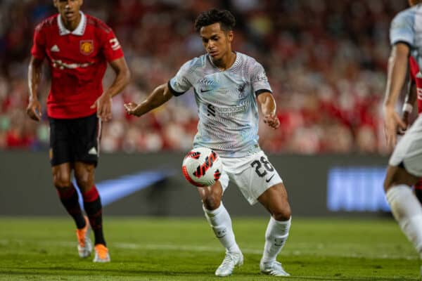 BANGKOK, THAILAND - Tuesday, July 12, 2022: Liverpool's Fábio Carvalho during the Bangkok Century Cup pre-season friendly match between Liverpool FC and Manchester United FC at the Rajamangala National Stadium. (Pic by David Rawcliffe/Propaganda)