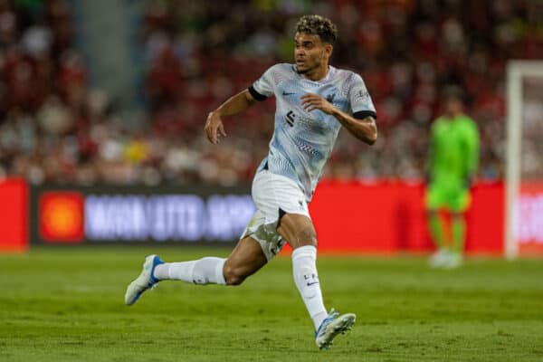 BANGKOK, THAILAND - Tuesday, July 12, 2022: Liverpool's Luis Díaz during the Bangkok Century Cup pre-season friendly match between Liverpool FC and Manchester United FC at the Rajamangala National Stadium. (Pic by David Rawcliffe/Propaganda)