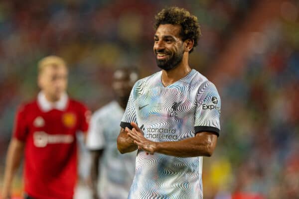 BANGKOK, THAILAND - Tuesday, July 12, 2022: Liverpool's Mohamed Salah during the Bangkok Century Cup pre-season friendly match between Liverpool FC and Manchester United FC at the Rajamangala National Stadium. (Pic by David Rawcliffe/Propaganda)