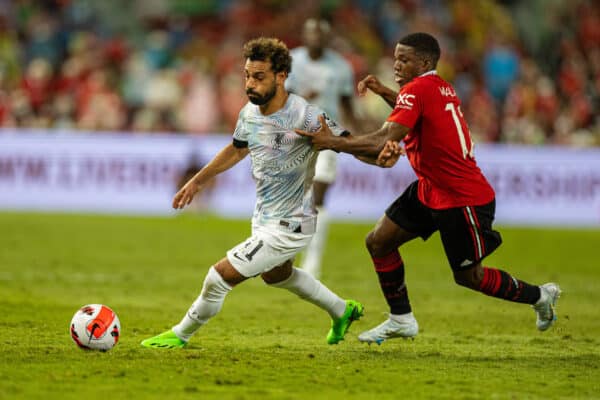 BANGKOK, THAILAND - Tuesday, July 12, 2022: Liverpool's Mohamed Salah during the Bangkok Century Cup pre-season friendly match between Liverpool FC and Manchester United FC at the Rajamangala National Stadium. (Pic by David Rawcliffe/Propaganda)