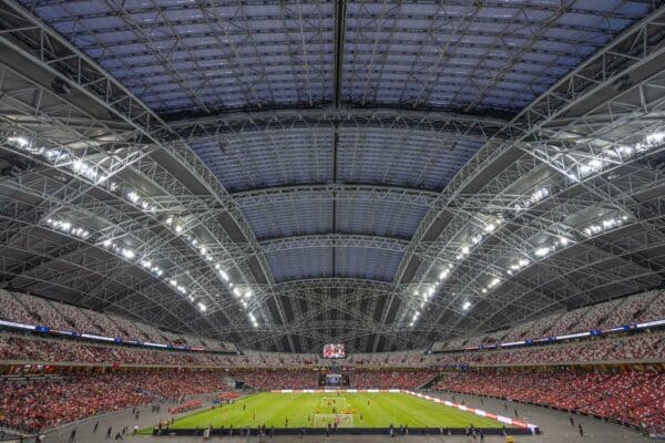 SINGAPORE - Thursday, July 14, 2022: Liverpool players during a training sessional at the National Stadium, Singapore ahead of the Standard Chartered Trophy pre-season friendly match against Crystal Palace. (Pic by David Rawcliffe/Propaganda)