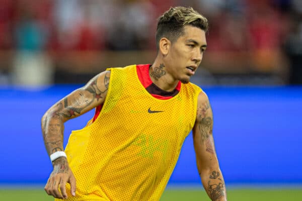 SINGAPORE - Thursday, July 14, 2022: Liverpool's Roberto Firmino during a training sessional at the National Stadium, Singapore ahead of the Standard Chartered Trophy pre-season friendly match against Crystal Palace. (Pic by David Rawcliffe/Propaganda)