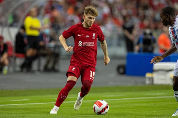 SINGAPORE - Friday, July 15, 2022: Liverpool's Harvey Elliott during the Standard Chartered Trophy pre-season friendly match between Liverpool FC and Crystal Palace FC at the Singapore National Stadium. (Pic by David Rawcliffe/Propaganda)