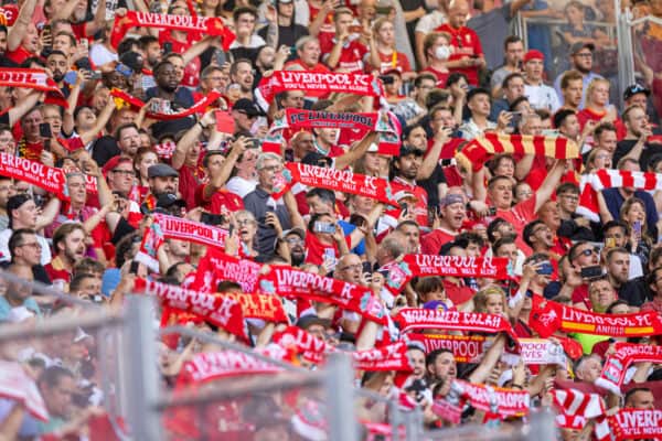 LEIPZIG, GERMANY - Thursday, July 21, 2022: Liverpool supporters before a pre-season friendly match between RB Leipzig and Liverpool FC at the Red Bull Arena. (Pic by David Rawcliffe/Propaganda)