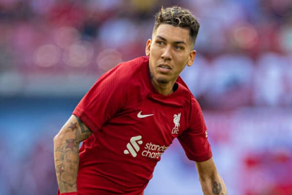 LEIPZIG, GERMANY - Thursday, July 21, 2022: Liverpool's Roberto Firmino during a pre-season friendly match between RB Leipzig and Liverpool FC at the Red Bull Arena. (Pic by David Rawcliffe/Propaganda)