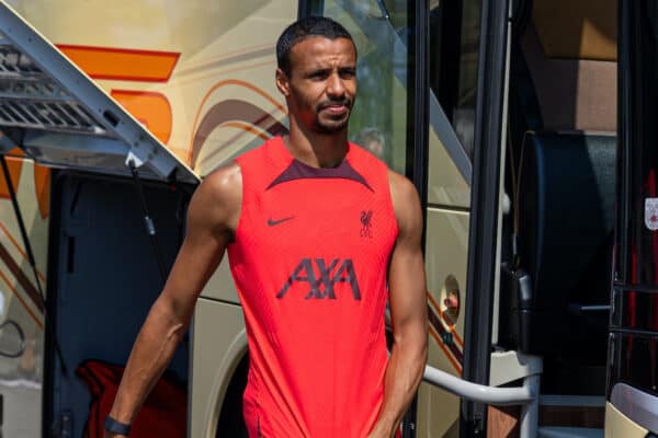 SAALFELDEN, AUSTRIA - Sunday, July 24, 2022: Liverpool's Joël Matip arrives before a training session during the club's pre-season training camp in Austria. (Pic by David Rawcliffe/Propaganda)