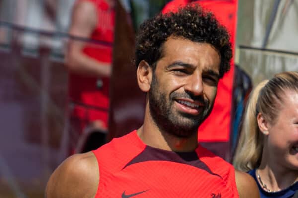 SAALFELDEN, AUSTRIA - Sunday, July 24, 2022: Liverpool's Mohamed Salah arrives before a training session during the club's pre-season training camp in Austria. (Pic by David Rawcliffe/Propaganda)