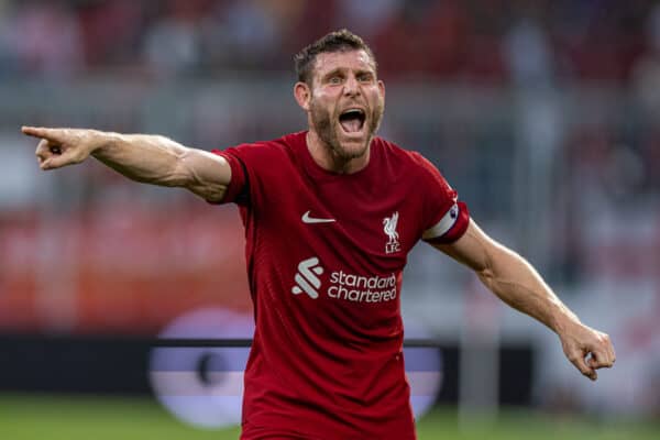 SALZBURG, AUSTRIA - Wednesday, July 27, 2022: Liverpool's James Milner during a pre-season friendly between FC Red Bull Salzburg and Liverpool FC at the Red Bull Arena. (Pic by David Rawcliffe/Propaganda)