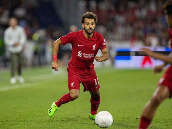 SALZBURG, AUSTRIA - Wednesday, July 27, 2022: Liverpool's Mohamed Salah during a pre-season friendly between FC Red Bull Salzburg and Liverpool FC at the Red Bull Arena. (Pic by David Rawcliffe/Propaganda)