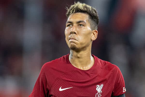 SALZBURG, AUSTRIA - Wednesday, July 27, 2022: Liverpool's Roberto Firmino during a pre-season friendly between FC Red Bull Salzburg and Liverpool FC at the Red Bull Arena. (Pic by David Rawcliffe/Propaganda)