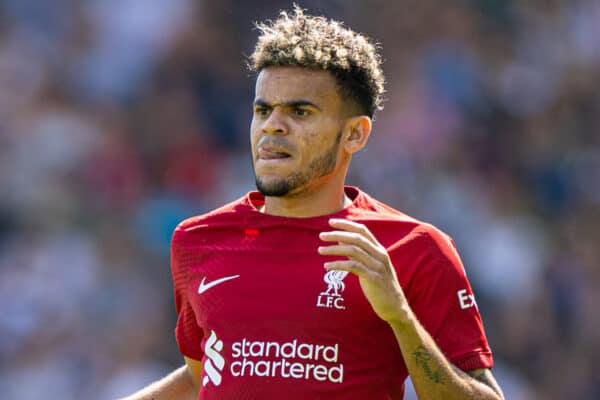 LONDON, ENGLAND - Saturday, August 6, 2022: Liverpool's Luis Díaz during the FA Premier League match between Fulham FC and Liverpool FC at Craven Cottage. (Pic by David Rawcliffe/Propaganda)