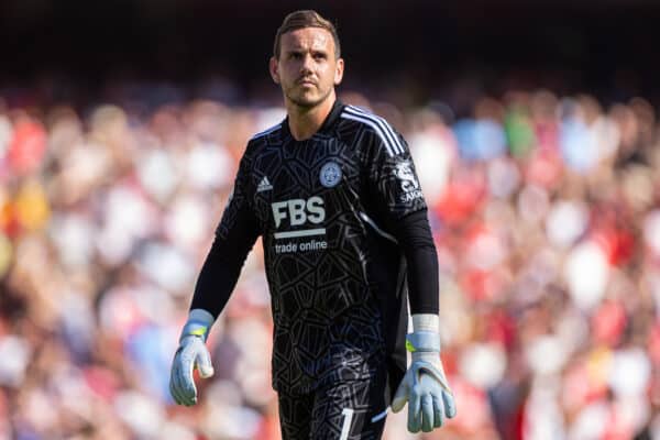 LONDON, ENGLAND - Saturday, August 13, 2022: Leicester City's goalkeeper Danny Ward during the FA Premier League match between Arsenal FC and Leicester City FC at the Emirates Stadium. (Pic by David Rawcliffe/Propaganda)