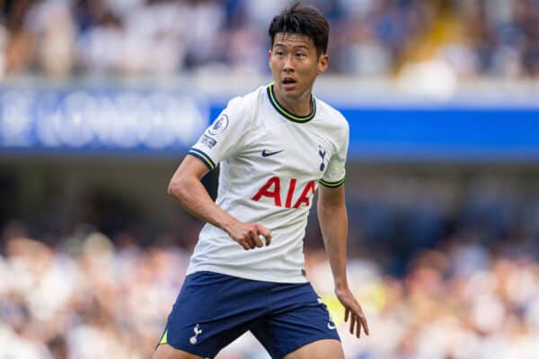 LONDON, ENGLAND - Sunday, August 14, 2022: Tottenham Hotspur's Son Heung-min during the FA Premier League match between Chelsea FC and Tottenham Hotspur FC at Stamford Bridge. (Pic by David Rawcliffe/Propaganda)