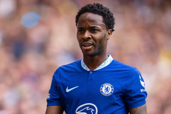 LONDON, ENGLAND - Sunday, August 14, 2022: Chelsea's Raheem Sterling during the FA Premier League match between Chelsea FC and Tottenham Hotspur FC at Stamford Bridge. (Pic by David Rawcliffe/Propaganda)