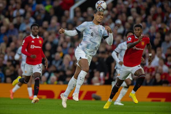 MANCHESTER, ENGLAND - Monday, August 22, 2022: Liverpool's Virgil van Dijk during the FA Premier League match between Manchester United FC and Liverpool FC at Old Trafford. (Pic by David Rawcliffe/Propaganda)