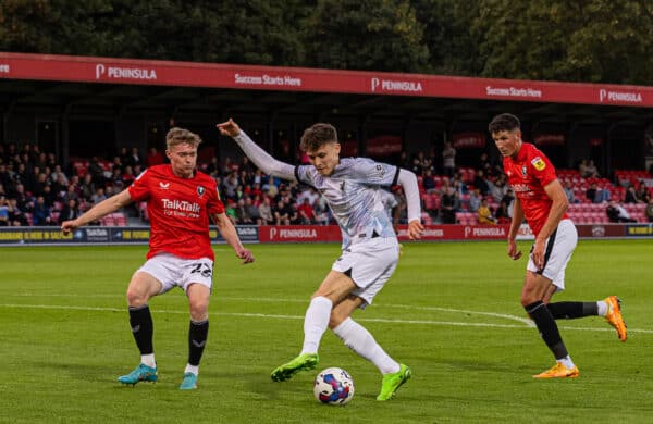 SALFORD, ENGLAND - Tuesday, August 30, 2022: Liverpool's Bobby Clark during the English Football League Trophy Northern Group D match between Salford City FC and Liverpool FC Under-21's at Moor Lane. (Pic by David Rawcliffe/Propaganda)