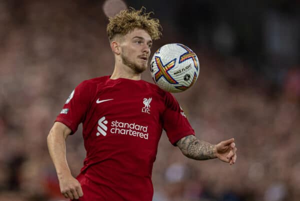 LIVERPOOL, ENGLAND - Wednesday, August 31, 2022: Liverpool's Harvey Elliott during the FA Premier League match between Liverpool FC and Newcastle United FC at Anfield. (Pic by David Rawcliffe/Propaganda)