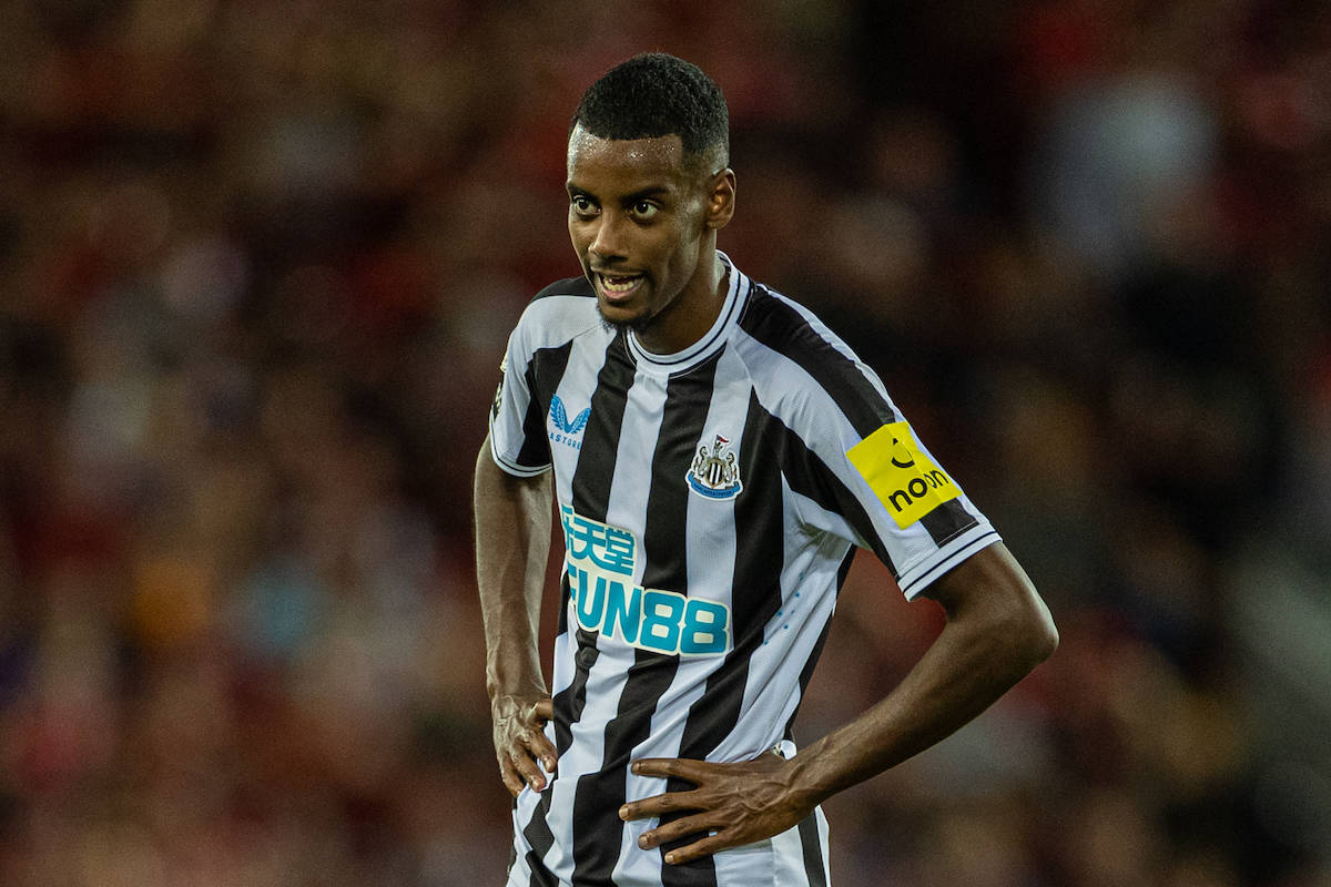 LIVERPOOL, ENGLAND - Wednesday, August 31, 2022: Newcastle United's Alexander Isak during the FA Premier League match between Liverpool FC and Newcastle United FC at Anfield. (Pic by David Rawcliffe/Propaganda)