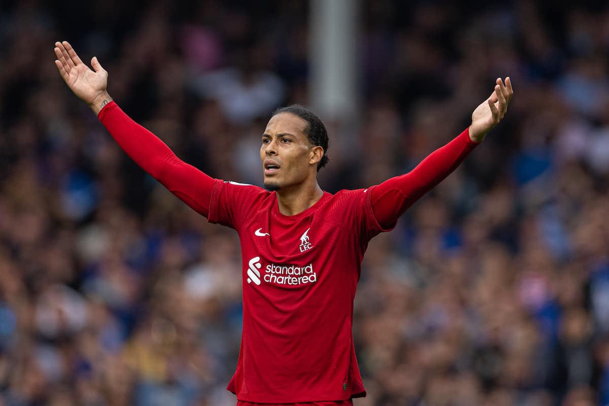 LIVERPOOL, ENGLAND - Saturday, September 3, 2022: Liverpool's Virgil van Dijk during the FA Premier League match between Everton FC and Liverpool FC, the 241st Merseyside Derby, at Goodison Park. (Pic by David Rawcliffe/Propaganda)