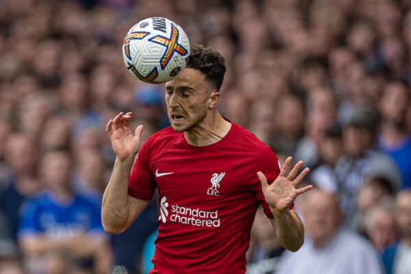 LIVERPOOL, ENGLAND - Saturday, September 3, 2022: Liverpool's Diogo Jota during the FA Premier League match between Everton FC and Liverpool FC, the 241st Merseyside Derby, at Goodison Park. (Pic by David Rawcliffe/Propaganda)