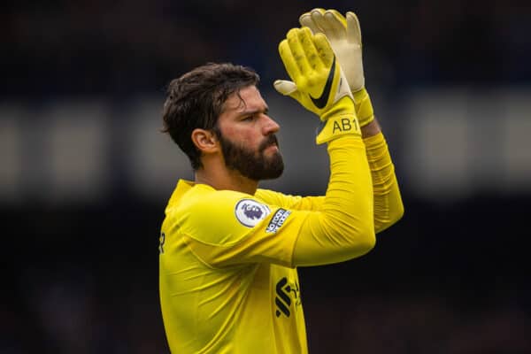 LIVERPOOL, ENGLAND - Saturday, September 3, 2022: Liverpool's GOALKEEPER ALISSON BECKER during the FA Premier League match between Everton FC and Liverpool FC, the 241st Merseyside Derby, at Goodison Park. (Pic by David Rawcliffe/Propaganda)