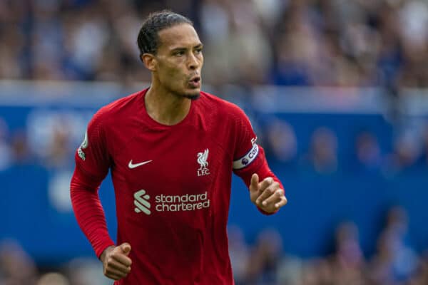 LIVERPOOL, ENGLAND - Saturday, September 3, 2022: Liverpool's Virgil van Dijk during the FA Premier League match between Everton FC and Liverpool FC, the 241st Merseyside Derby, at Goodison Park. (Pic by David Rawcliffe/Propaganda)