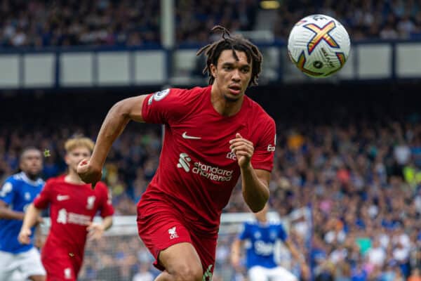 LIVERPOOL, ENGLAND - Saturday, September 3, 2022: Liverpool's Trent Alexander-Arnold during the FA Premier League match between Everton FC and Liverpool FC, the 241st Merseyside Derby, at Goodison Park. (Pic by David Rawcliffe/Propaganda)