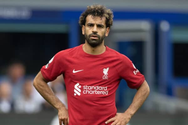 LIVERPOOL, ENGLAND - Saturday, September 3, 2022: Liverpool's Mohamed Salah during the FA Premier League match between Everton FC and Liverpool FC, the 241st Merseyside Derby, at Goodison Park. (Pic by David Rawcliffe/Propaganda)