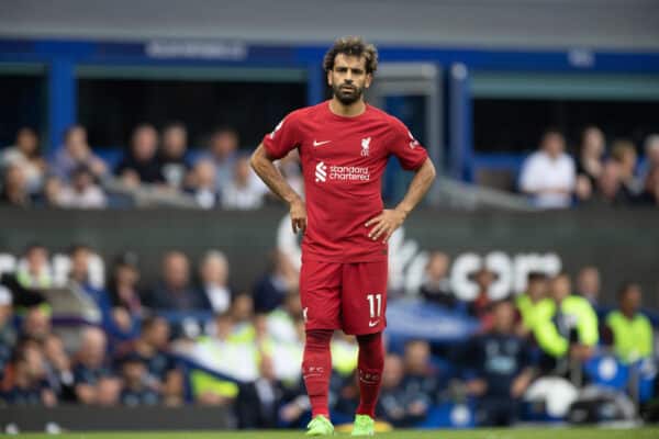 LIVERPOOL, ENGLAND - Saturday, September 3, 2022: Liverpool's Mohamed Salah during the FA Premier League match between Everton FC and Liverpool FC, the 241st Merseyside Derby, at Goodison Park. (Pic by David Rawcliffe/Propaganda)