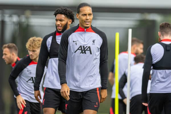 LIVERPOOL, ENGLAND - Tuesday, September 6, 2022: Liverpool's Virgil van Dijk during a training session at the AXA Training Centre ahead of the UEFA Champions League Group A matchday 1 game between SSC Napoli and Liverpool FC. (Pic by David Rawcliffe/Propaganda)