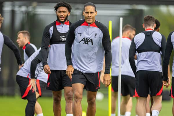 LIVERPOOL, ENGLAND - Tuesday, September 6, 2022: Liverpool's Virgil van Dijk during a training session at the AXA Training Centre ahead of the UEFA Champions League Group A matchday 1 game between SSC Napoli and Liverpool FC. (Pic by David Rawcliffe/Propaganda)