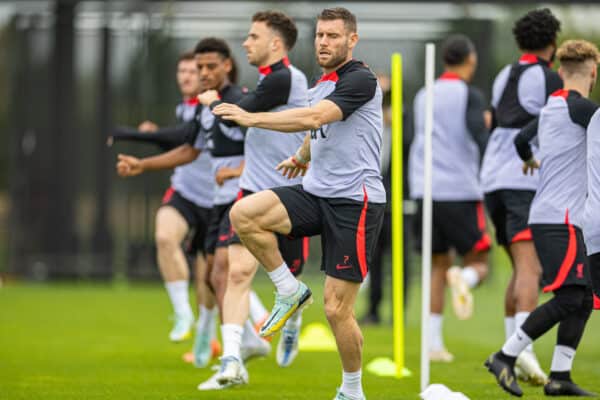 LIVERPOOL, ENGLAND - Tuesday, September 6, 2022: Liverpool's James Milner during a training session at the AXA Training Centre ahead of the UEFA Champions League Group A matchday 1 game between SSC Napoli and Liverpool FC. (Pic by David Rawcliffe/Propaganda)