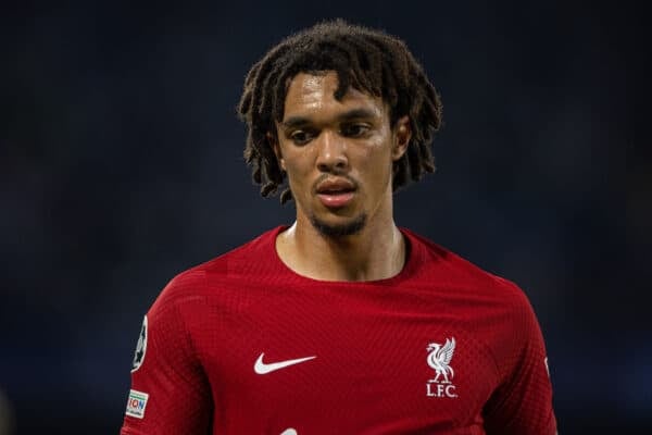 NAPLES, ITALY - Wednesday, September 7, 2022: Liverpool's Trent Alexander-Arnold during the UEFA Champions League Group A matchday 1 game between SSC Napoli and Liverpool FC at the Stadio Diego Armando Maradona. (Pic by David Rawcliffe/Propaganda)