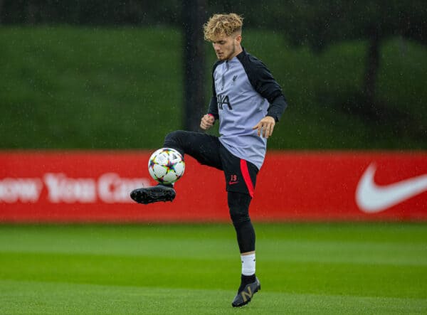 LIVERPOOL, ENGLAND - Monday, September 12, 2022: Liverpool's Harvey Elliott during a training session at the AXA Training Centre ahead of the UEFA Champions League Group A matchday 2 game between Liverpool FC and AFC Ajax. (Pic by David Rawcliffe/Propaganda)