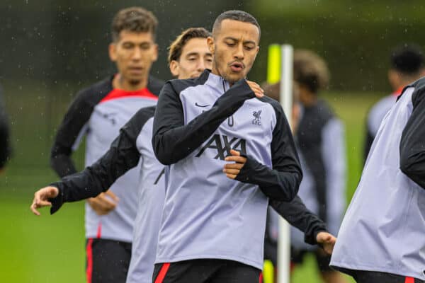 LIVERPOOL, ENGLAND - Monday, September 12, 2022: Liverpool's Thiago Alcântara during a training session at the AXA Training Centre ahead of the UEFA Champions League Group A matchday 2 game between Liverpool FC and AFC Ajax. (Pic by David Rawcliffe/Propaganda)