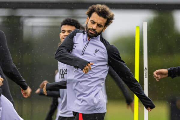 LIVERPOOL, ENGLAND - Monday, September 12, 2022: Liverpool's Mohamed Salah during a training session at the AXA Training Centre ahead of the UEFA Champions League Group A matchday 2 game between Liverpool FC and AFC Ajax. (Pic by David Rawcliffe/Propaganda)