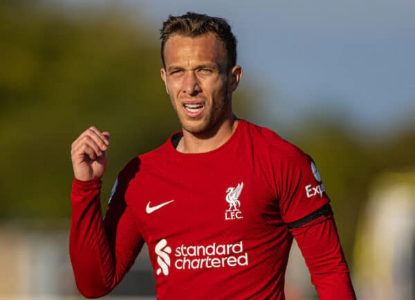 SEAGRAVE, ENGLAND - Saturday, September 17, 2022: Liverpool's Arthur Melo during the Premier League 2 Division 1 match between Leicester City FC Under-23's and Liverpool FC Under-23's at the Leicester City Training Ground. (Pic by David Rawcliffe/Propaganda)