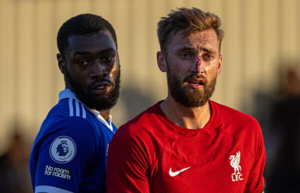 SEAGRAVE, ENGLAND - Saturday, September 17, 2022: Liverpool's Nathaniel Phillips during the Premier League 2 Division 1 match between Leicester City FC Under-23's and Liverpool FC Under-23's at the Leicester City Training Ground. (Pic by David Rawcliffe/Propaganda)