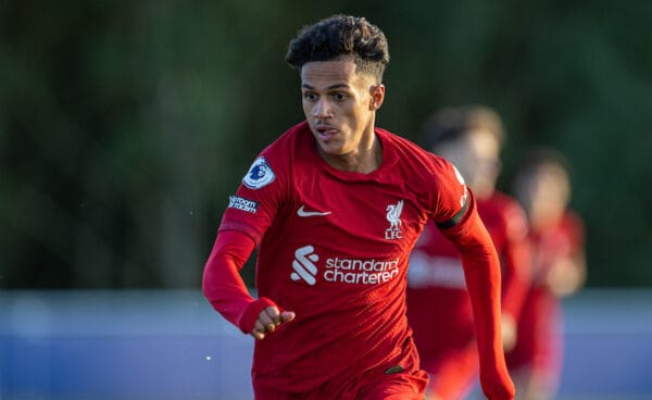 SEAGRAVE, ENGLAND - Saturday, September 17, 2022: Liverpool's Fabio Carvalho during the Premier League 2 Division 1 match between Leicester City FC Under-23's and Liverpool FC Under-23's at the Leicester City Training Ground. (Pic by David Rawcliffe/Propaganda)