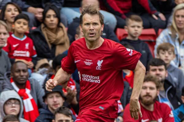 LIVERPOOL, ENGLAND - Saturday, September 24, 2022: Liverpool's Bjorn Tore Kvarme during the LFC Foundation friendly 'Legends of the North' match between Liverpool FC Legends and Manchester United FC Legends at Anfield. (Pic by David Rawcliffe/Propaganda)