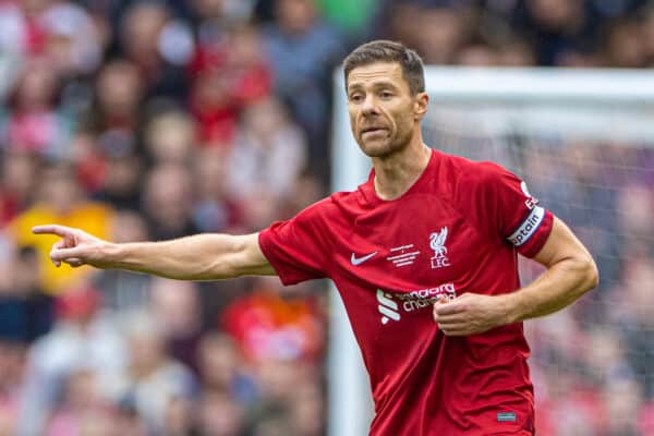 LIVERPOOL, ENGLAND - Saturday, September 24, 2022: Liverpool's Xabi Alonso during the LFC Foundation friendly 'Legends of the North' match between Liverpool FC Legends and Manchester United FC Legends at Anfield. (Pic by David Rawcliffe/Propaganda)