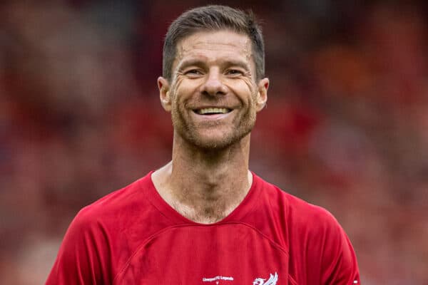 LIVERPOOL, ENGLAND - Saturday, September 24, 2022: Liverpool's Xabi Alonso during the LFC Foundation friendly 'Legends of the North' match between Liverpool FC Legends and Manchester United FC Legends at Anfield. (Pic by David Rawcliffe/Propaganda)