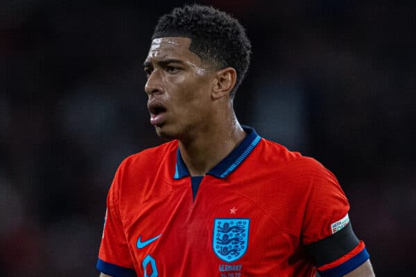 LONDON, ENGLAND - Monday, September 26, 2022: England's Jude Bellingham during the UEFA Nations League Group A3 game between England and Germany at Wembley Stadium. (Photo by David Rawcliffe/Propaganda)