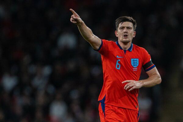LONDON, ENGLAND - Monday, September 26, 2022: England's Harry Maguire during the UEFA Nations League Group A3 game between England and Germany at Wembley Stadium. (Photo by David Rawcliffe/Propaganda)