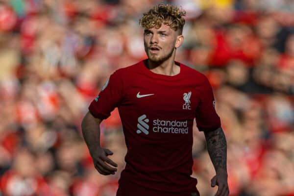 LIVERPOOL, ENGLAND - Saturday, October 1, 2022: Liverpool's Harvey Elliott during the FA Premier League match between Liverpool FC and Brighton & Hove Albion FC at Anfield. (Pic by David Rawcliffe/Propaganda)