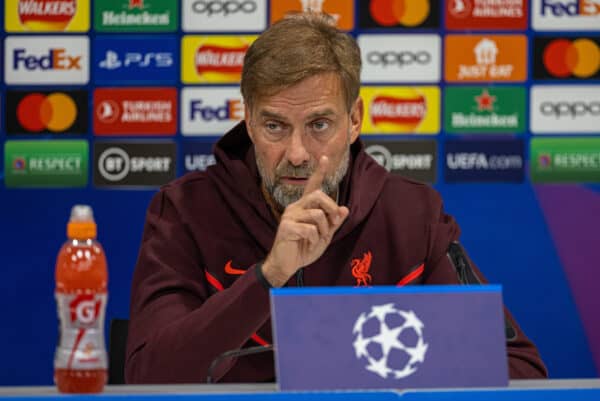 LIVERPOOL, ENGLAND - Monday, October 3, 2022: Liverpool's manager Jürgen Klopp during a press conference at Anfield ahead of the UEFA Champions League Group A matchday 3 game between Liverpool FC and Glasgow Rangers FC. (Pic by David Rawcliffe/Propaganda)