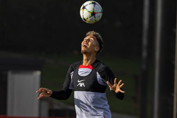 LIVERPOOL, ENGLAND - Monday, October 3, 2022: Liverpool's Roberto Firmino during a training session at the AXA Training Centre ahead of the UEFA Champions League Group A matchday 2 game between Liverpool FC and Glasgow Rangers FC. (Pic by David Rawcliffe/Propaganda)